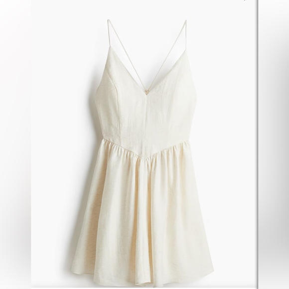 H&M Dresses & Skirts - NWT H&M Elegant Cream Spaghetti Strap‎ Dress size Medium linen blend